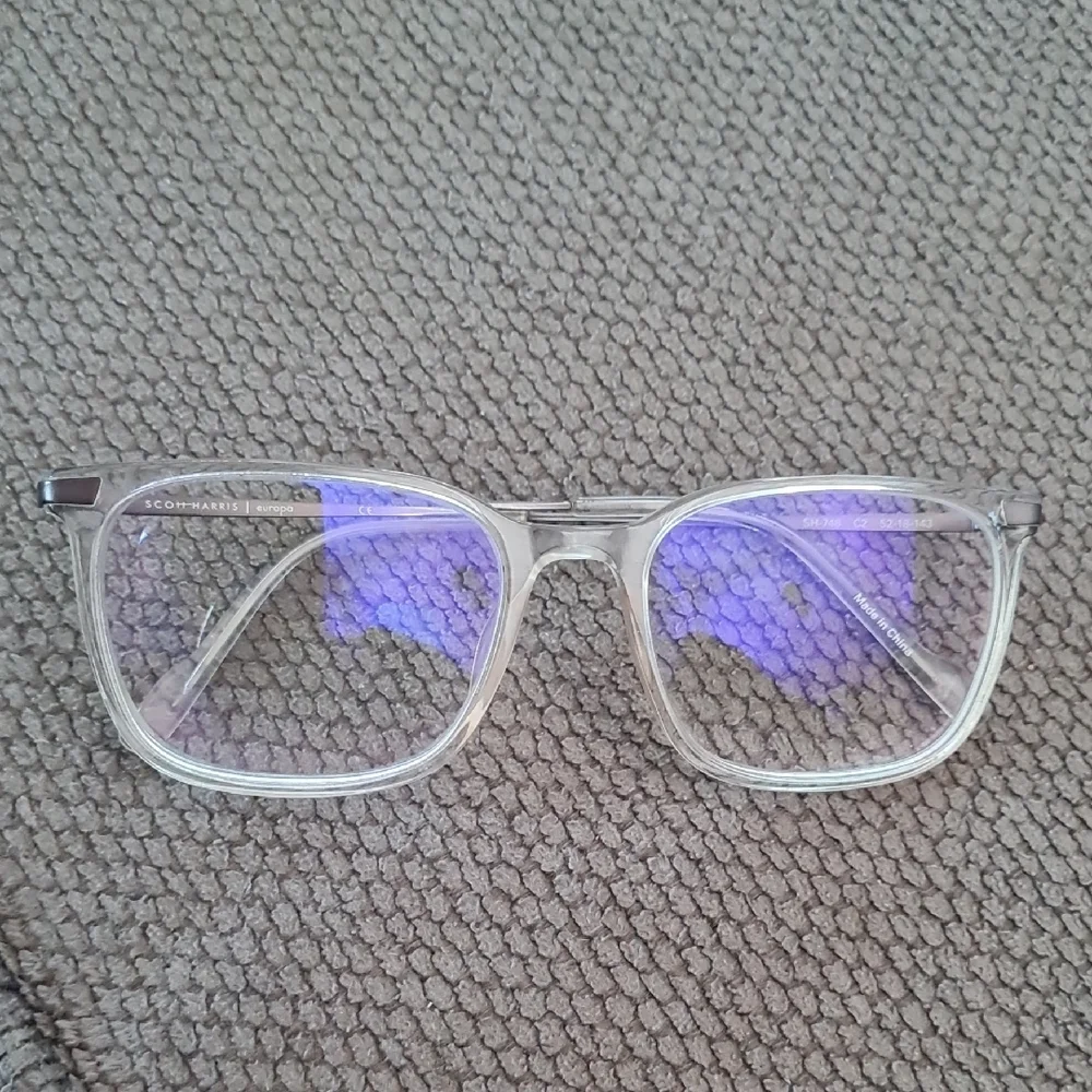 Scott-Harris Clear Frame Glasses with Black Ray-Ban Case